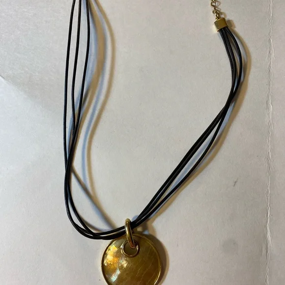 Lia Sophia, Vintage, Necklace, Gold & Black, w Gold Round Pendant (removable) - Picture 2 of 6